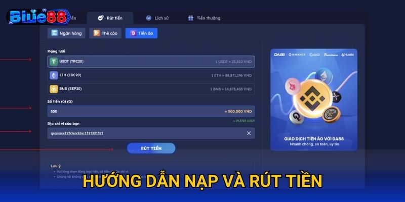 Hướng dẫn nạp và rút tiền